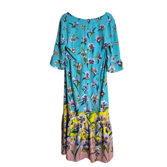 LONDON TIMES Maxi Dress NWT $120 Aqua Yellow Floral Size 12 - Picture 5 of 9